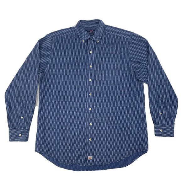 Men's Vineyard Vines Slim Fit Murray Shirt Long Sleeve Button Up Blue Bonefish L - Picture 1 of 8